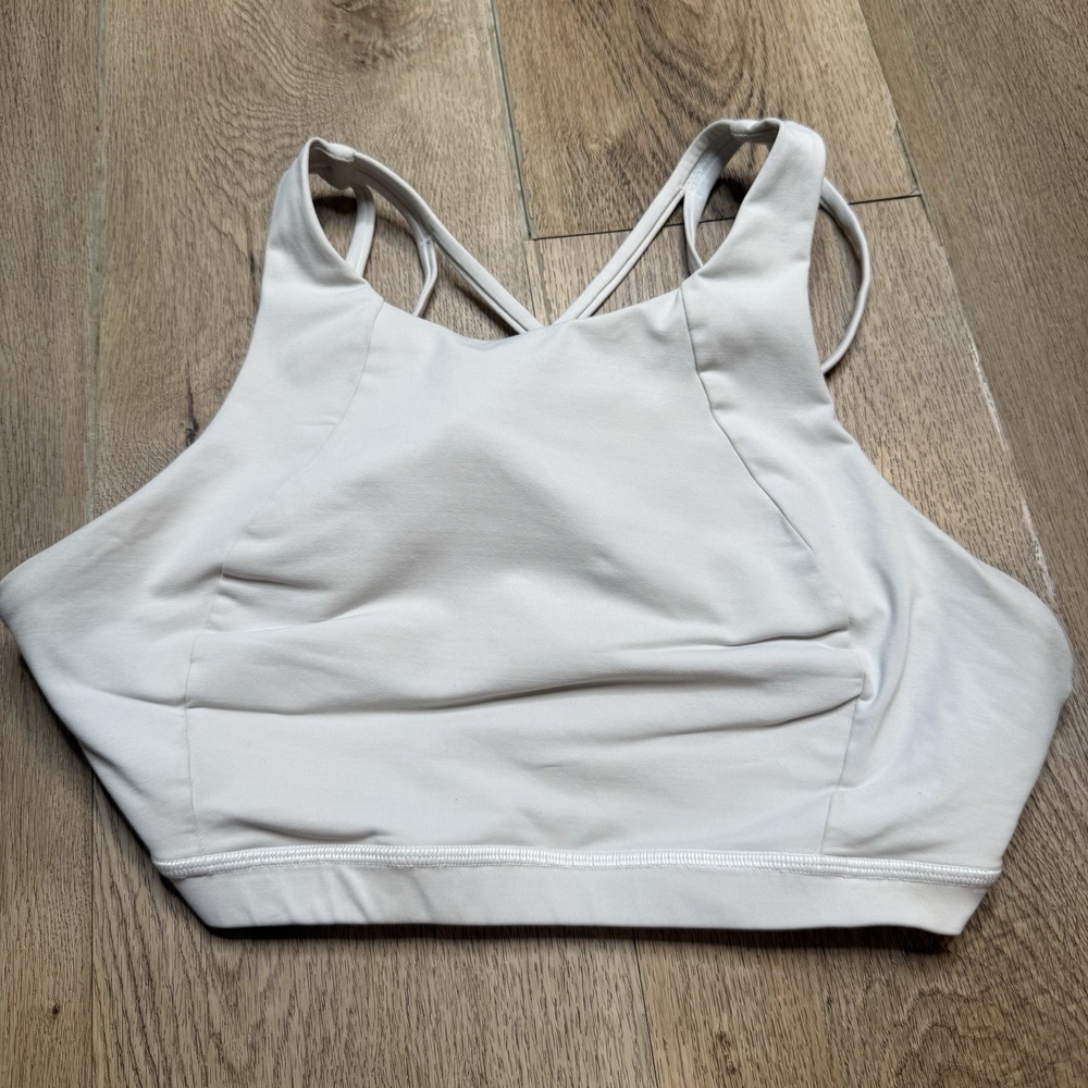 Lululemon Free To Be Serene Bra High Neck White Womens Size 10 Sport Yoga